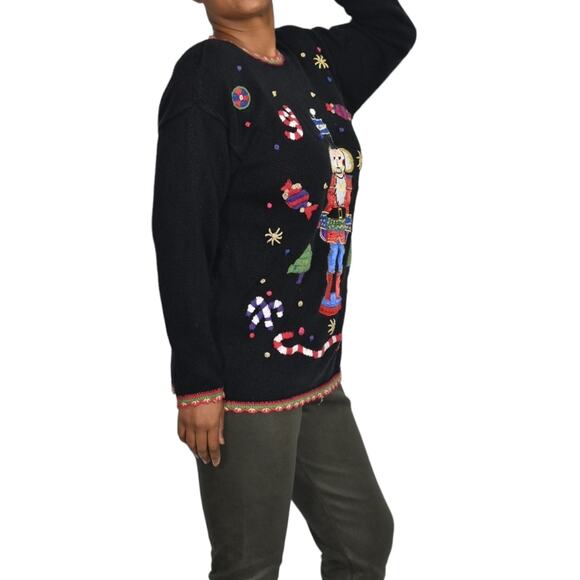 Ugly Christmas Sweater Vintage Toy Soldier Embroidery Ornaments XMAS Size Large - Picture 6 of 16